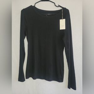 a new day Black Crew Neck Long Sleeve Fitted T-Shirt